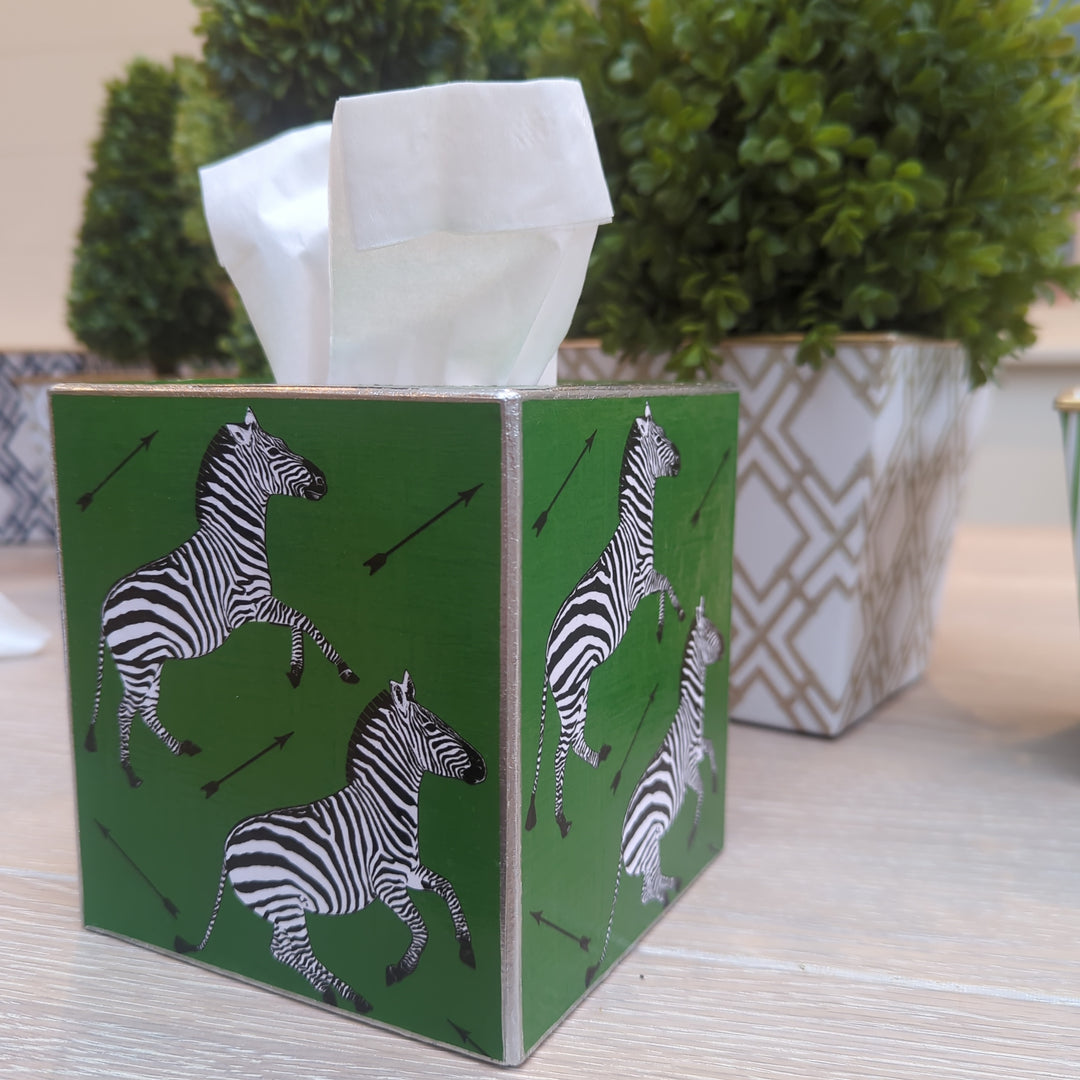 Zebra Green Tissue Box Cover-Tissue Boxes-LNH Edit