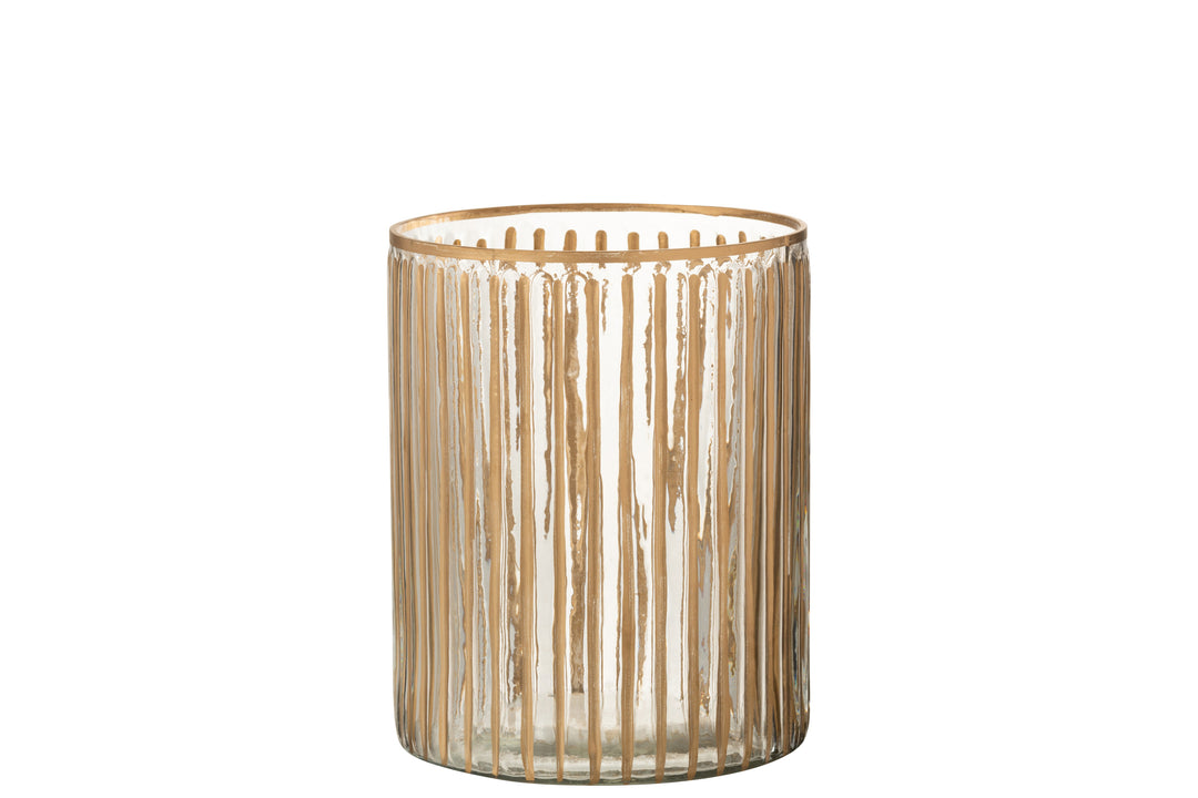 Large Striped gold Candle holder-Candle Holders-LNH Edit