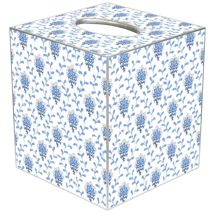 Blue Blockprinted Print Tissue Box Cover-Tissue Boxes-LNH Edit