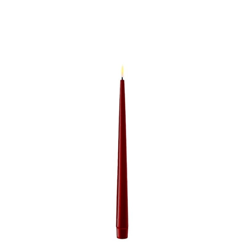 Bourgogne Red LED Dinner Candle, 2,2 x 28 cm, Set of 2-LED Candles-LNH Edit
