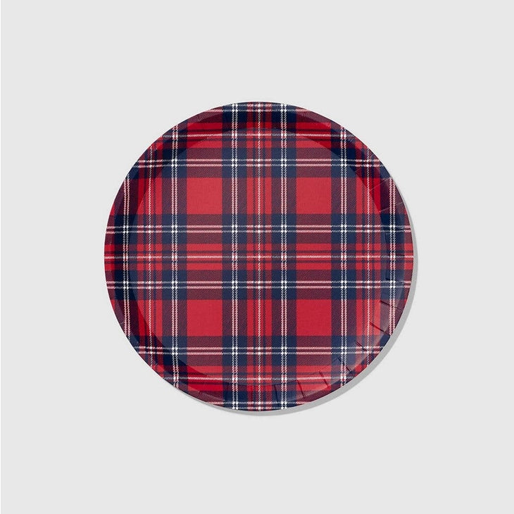 Holiday Plaid Small Paper Plate, set of 10-Paper Plates-LNH Edit