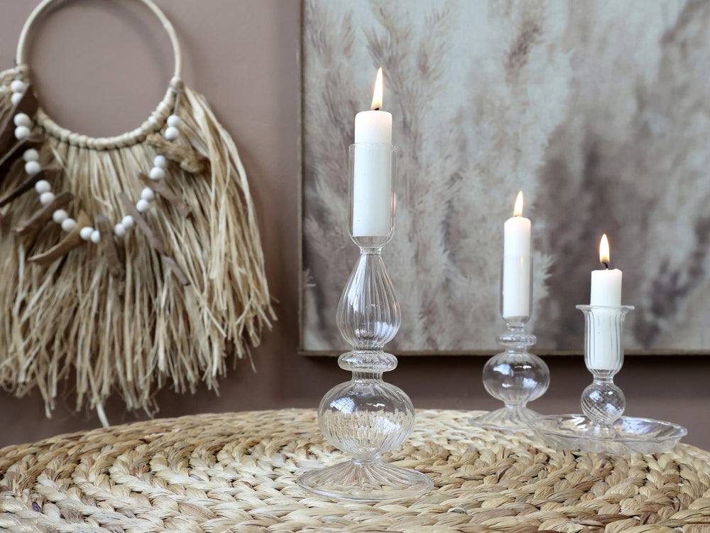 Large Clear Glass Candlestick-Candle Holders-LNH Edit