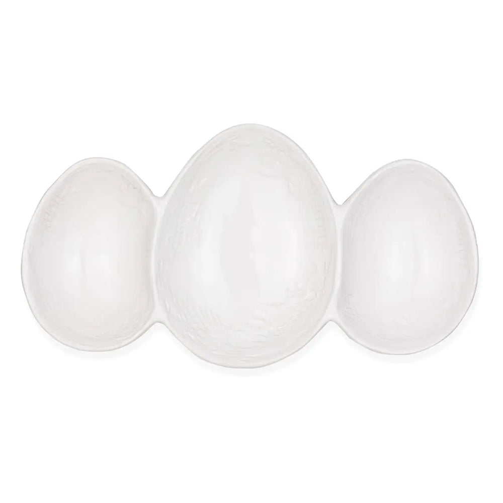 Egg Trio Server White-Serving Platters & Dishes-LNH Edit