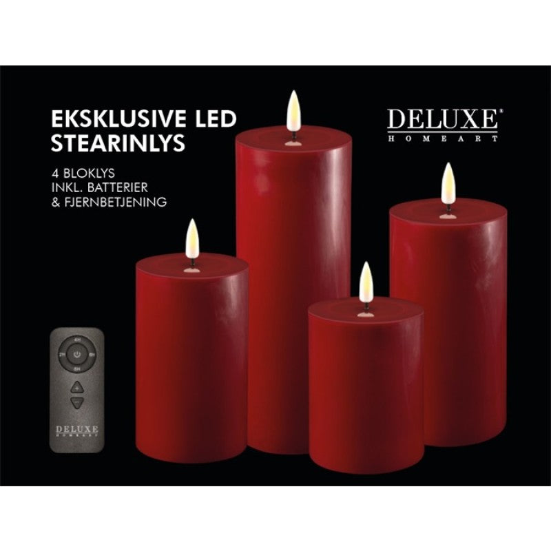 Giftbox Bordeaux LED Candles, Set of 4 and Remote-LED Candles-LNH Edit