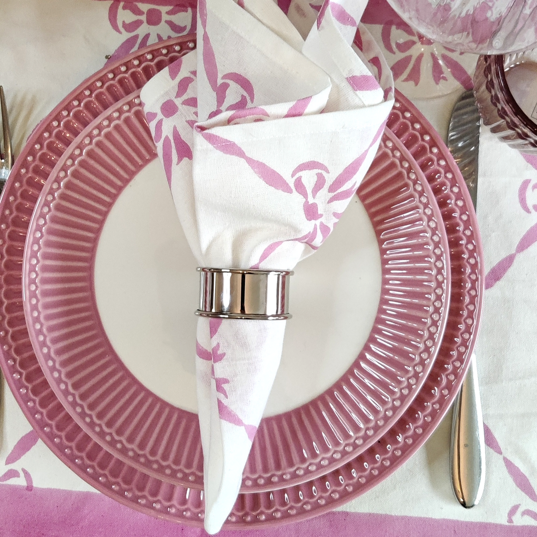 Elizabeth Pink Bow Napkin, Set of 4-Napkin Rings-LNH Edit