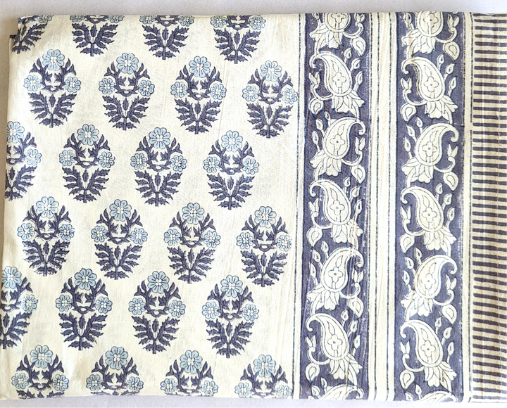Pia  Rectangular White/Blue Tablecloth-Tablecloths-LNH Edit