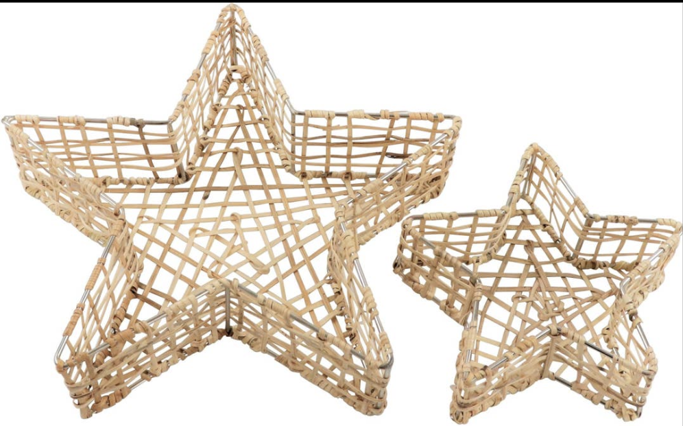 Star Rattan Basket, set of 2-Baskets-LNH Edit