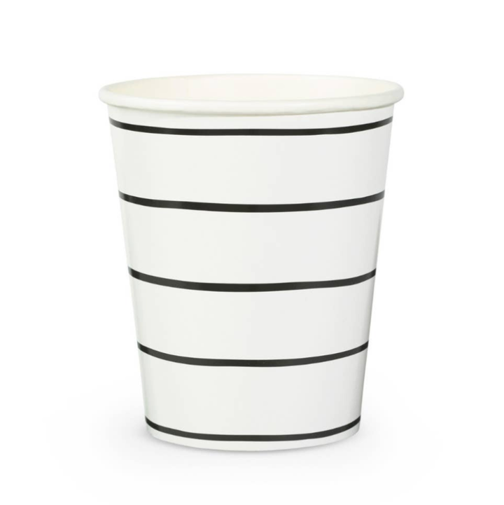 Stripey Monochrome Paper Party Cups, Set of 8-Paper Cups-LNH Edit