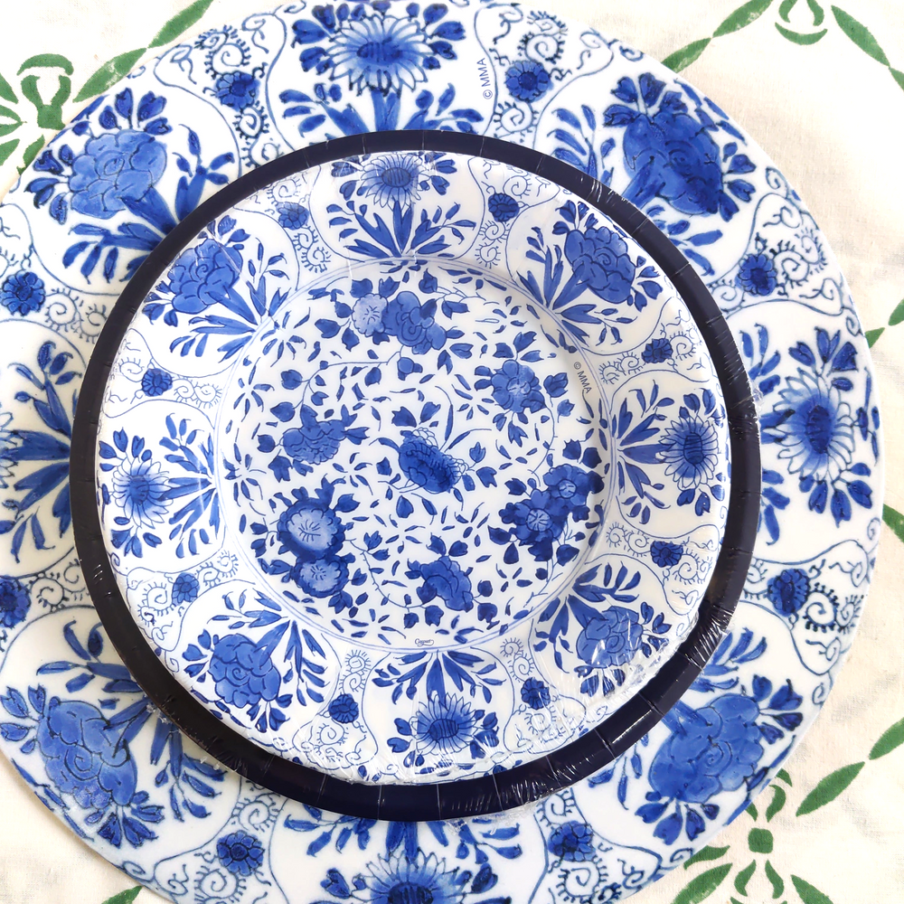 Delft Paper Salad & Dessert Plates in Blue - 8 Per Package-Paper Plates-LNH Edit