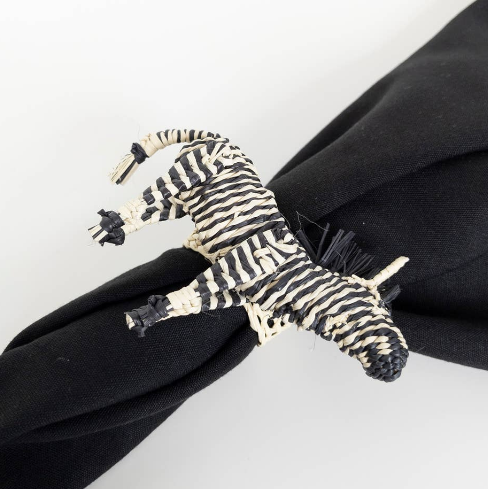 Zebra hand woven Napkin Rings, Sold separately-Napkin Rings-LNH Edit