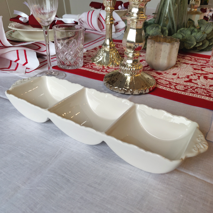 Provence White Dish , 3 Dividers-Serving Platters & Dishes-LNH Edit