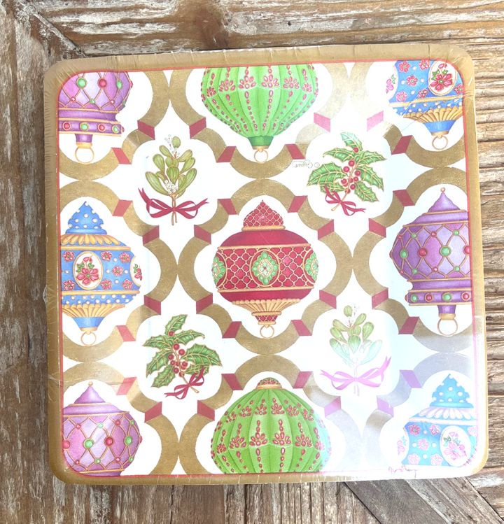 Ornament Trellis Square Paper Salad & Dessert Plates - 8 Per Package-Paper Plates-LNH Edit