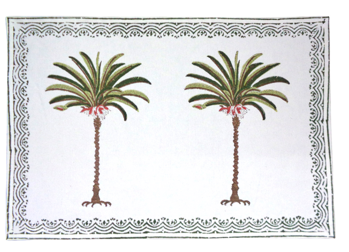 Palm Tree Green Placemats, Set of 2-Placemats-LNH Edit