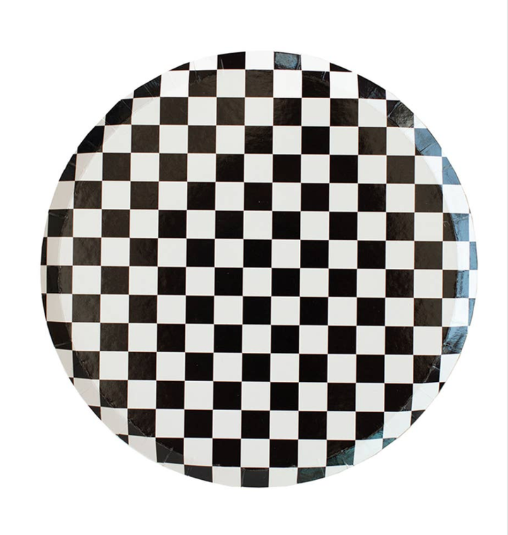 Black & White Check Large Paper Plate, set of 8-Paper Plates-LNH Edit