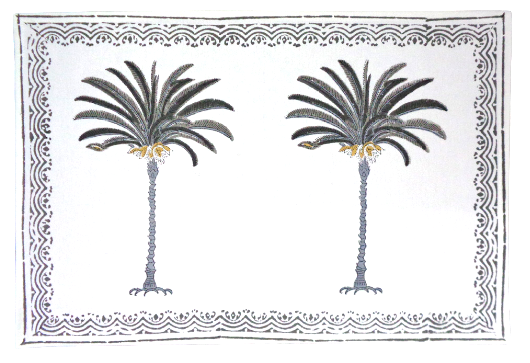 Palm Tree Grey Placemats, Set of 2-Placemats-LNH Edit