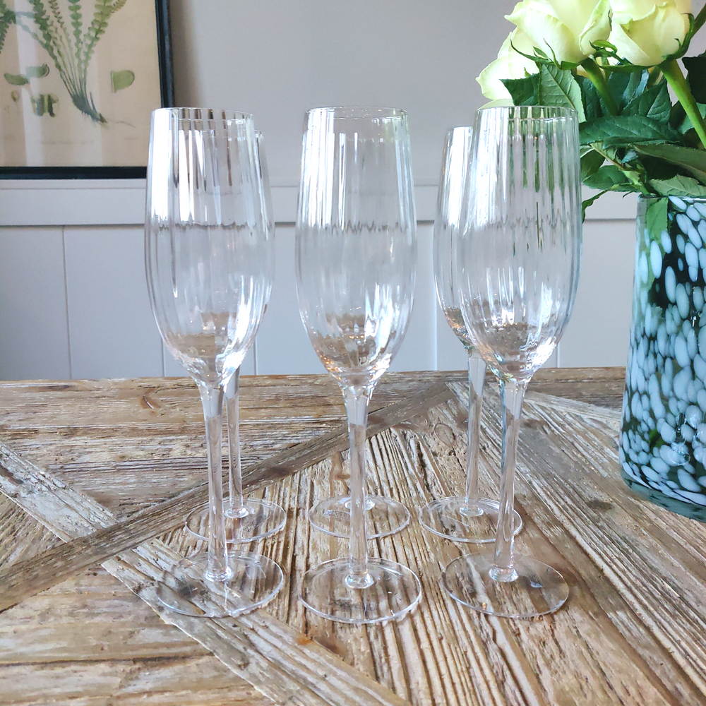 Clear Champagne Flute, set of 6-Wine Glasses-LNH Edit