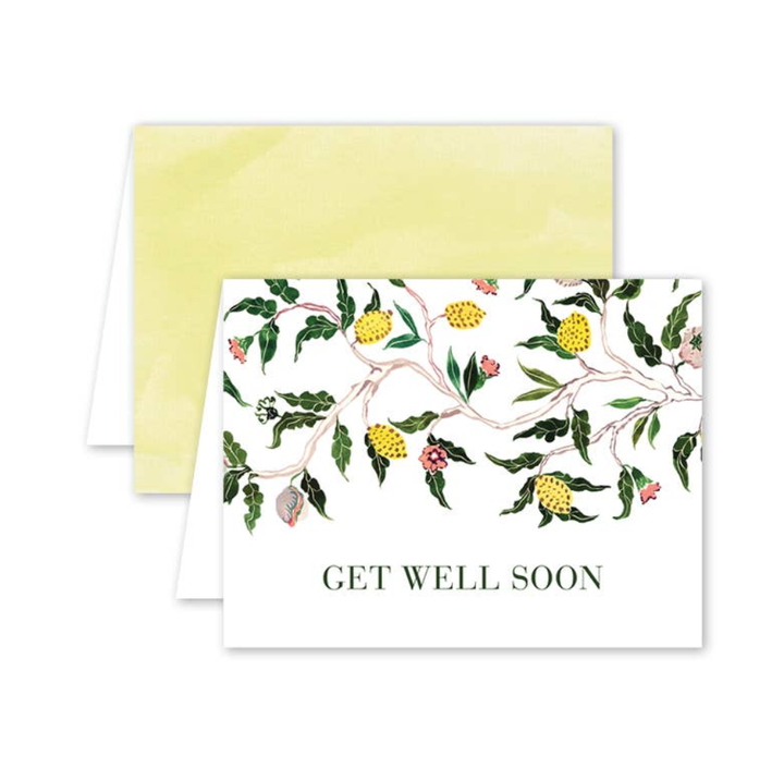 Brocade Botanical Get Well Card-Greeting Cards-LNH Edit