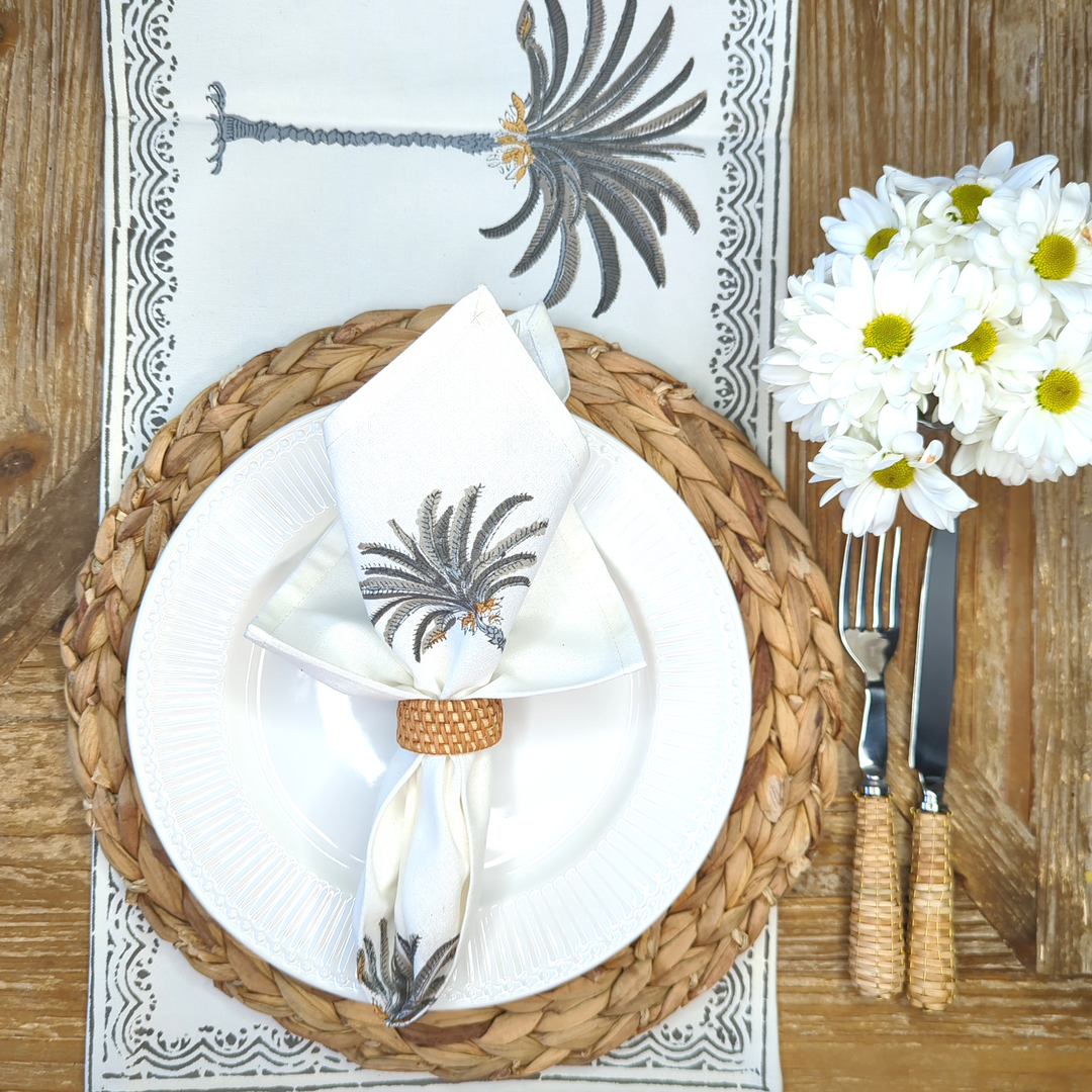 Palm Tree Grey Table Runner-Table Runners-LNH Edit
