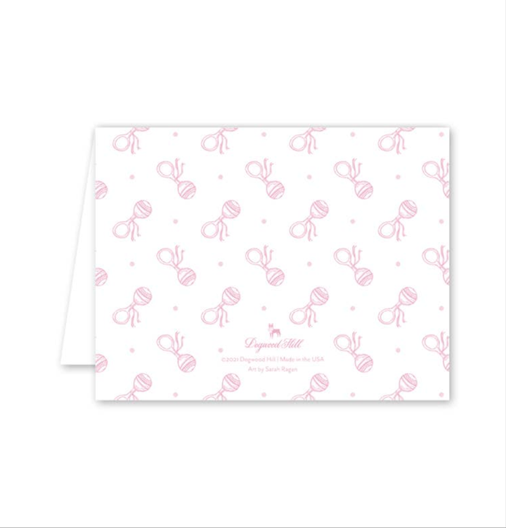 Baby Rattle Pink Card-Greeting Cards-LNH Edit