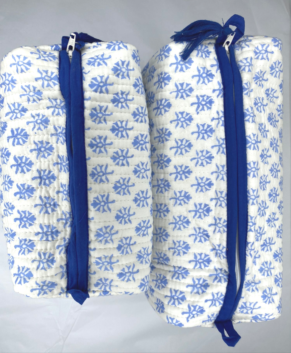 Theodore  Blue Cosmetic Bag- Set of 2-Wash Bags-LNH Edit