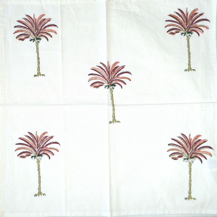 Palm Tree Pink Napkin, Set of 4-Napkins-LNH Edit