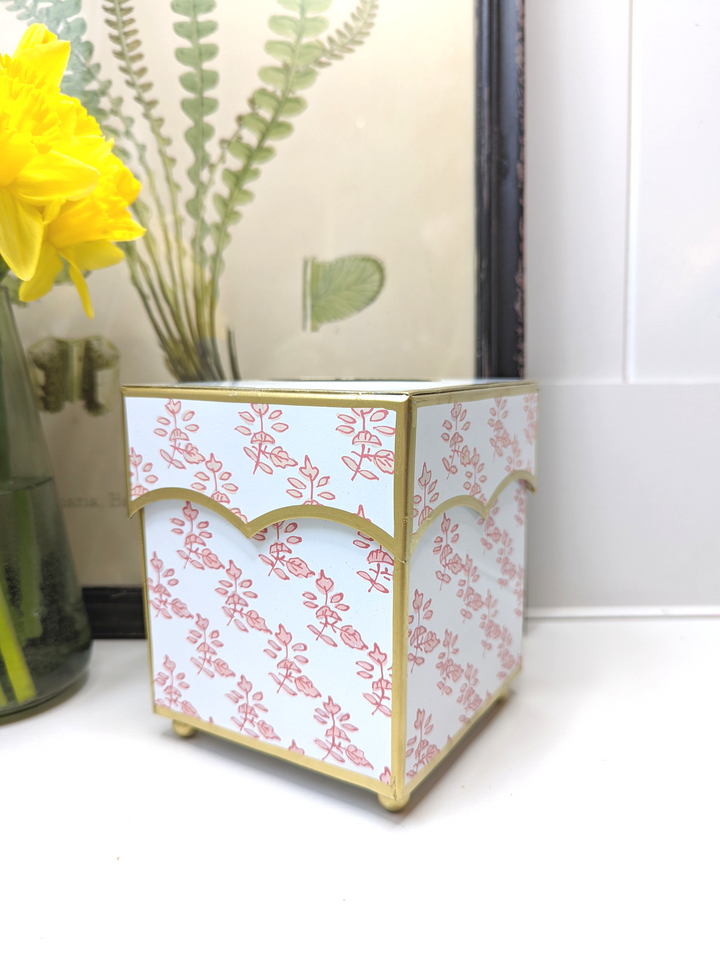 Pink Hand painted scalloped Tissue Box-Tissue Boxes-LNH Edit