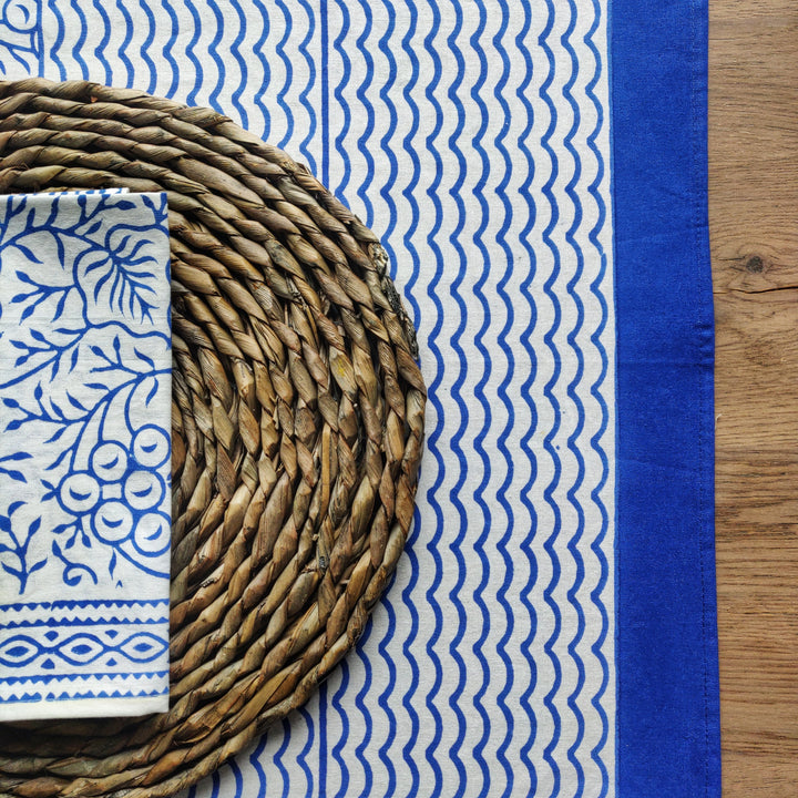 Lily  Rectangular Tablecloth Blue-Tablecloths-LNH Edit
