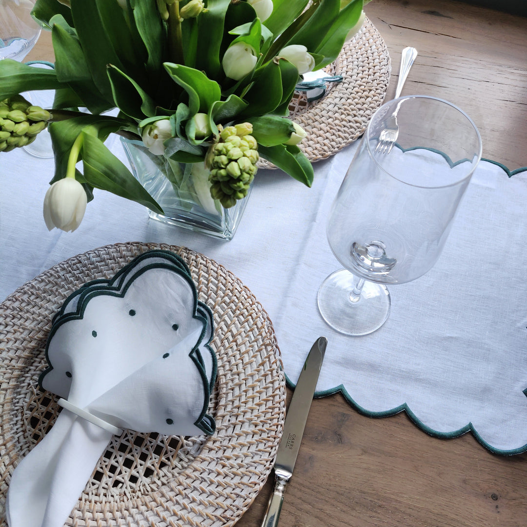 George Scalloped Linen Table Runner-Table Runners-LNH Edit