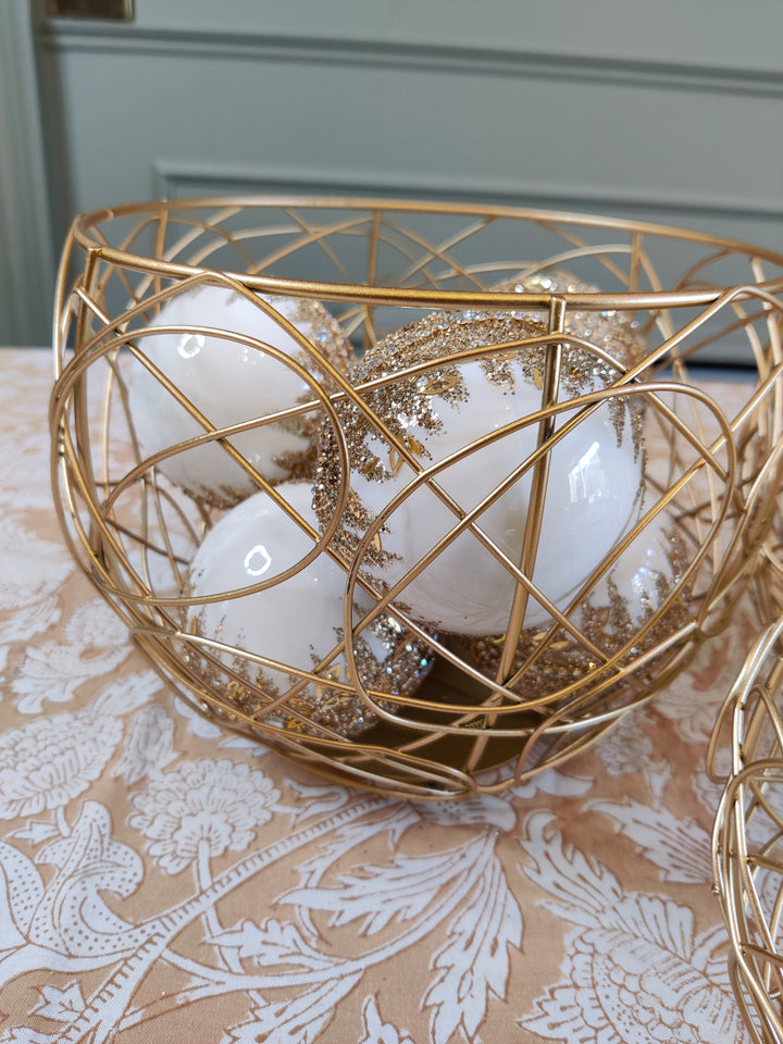 Gold Wire Baskets, Set of 3-Baskets-LNH Edit