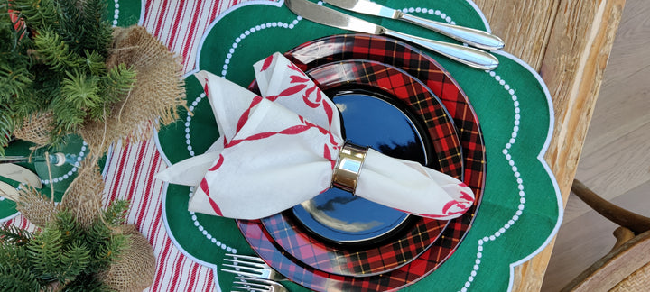 Red Tartan Dessert Plates, Set of 4-Side Plates-LNH Edit