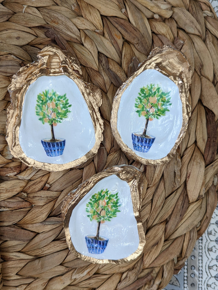 Clementine Tree Hand Painted Oyster Shell-Trays-LNH Edit