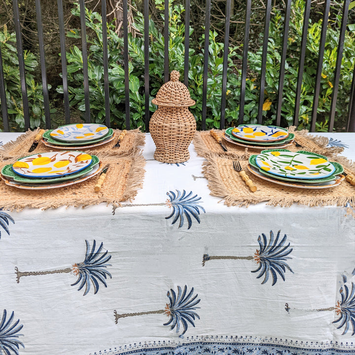 Palm Tree Blue Tablecloth-Tablecloths-LNH Edit
