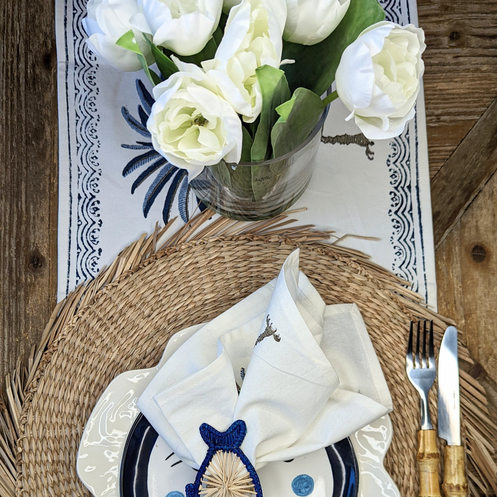 Palm Tree Blue XL Table Runner-Table Runners-LNH Edit