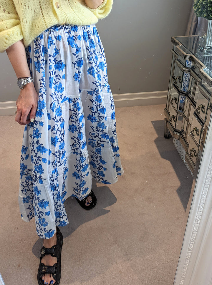 Sienna Skirt in Blue and White-Skirts-LNH Edit