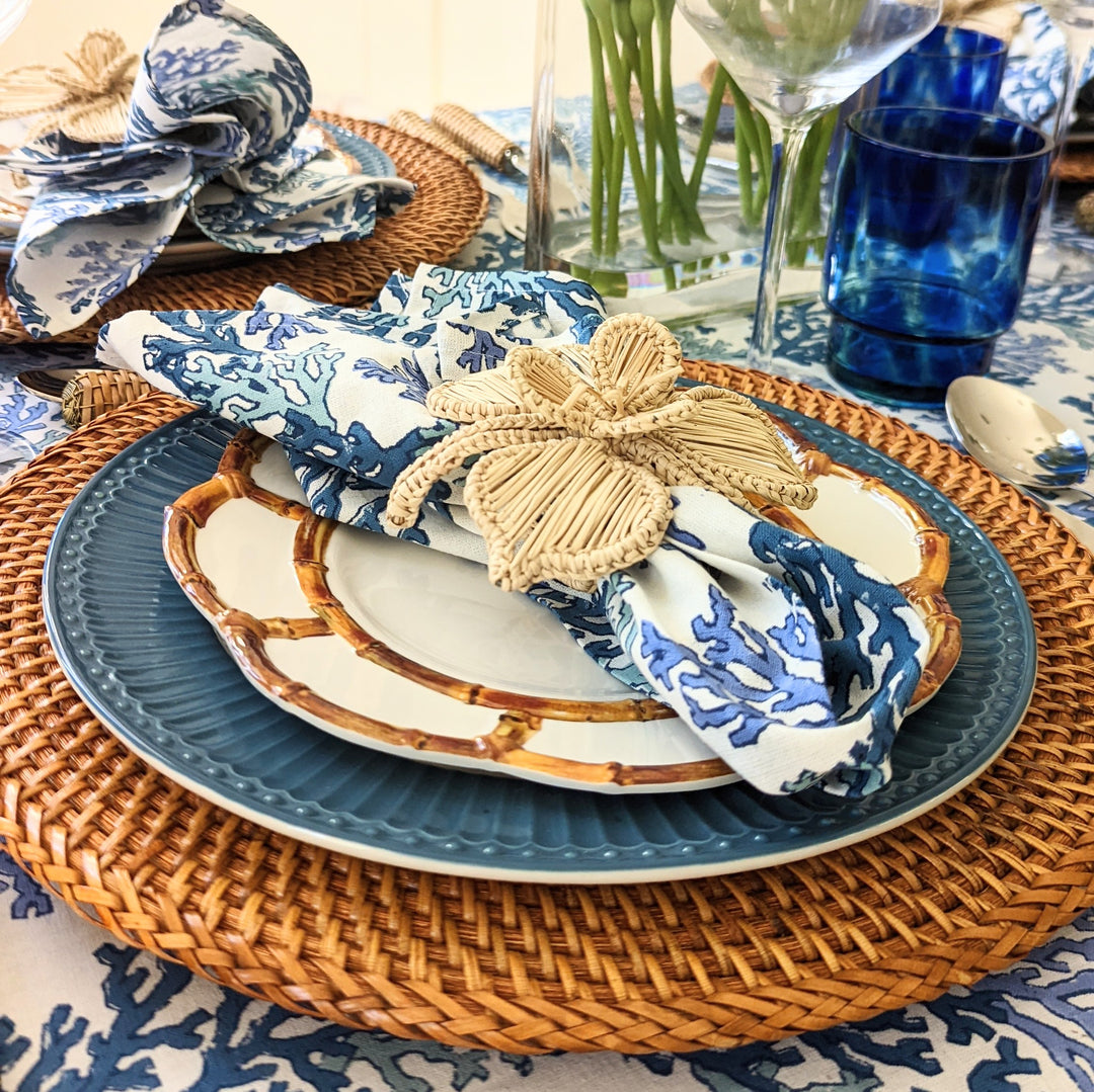 Coral Blue Napkin, Set of 4-Napkins-LNH Edit