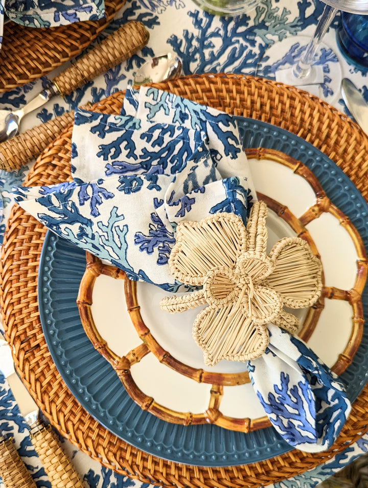 Coral Blue Napkin, Set of 4-Napkins-LNH Edit