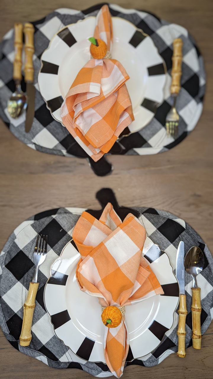 Black And Cream Pumpkin Placemat, Sold Individually-Placemats-LNH Edit