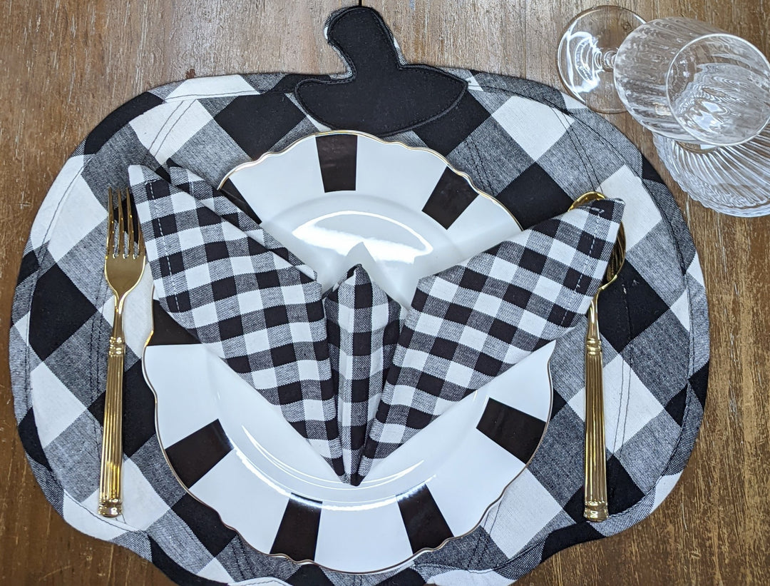 Black And Cream Pumpkin Placemat, Sold Individually-Placemats-LNH Edit