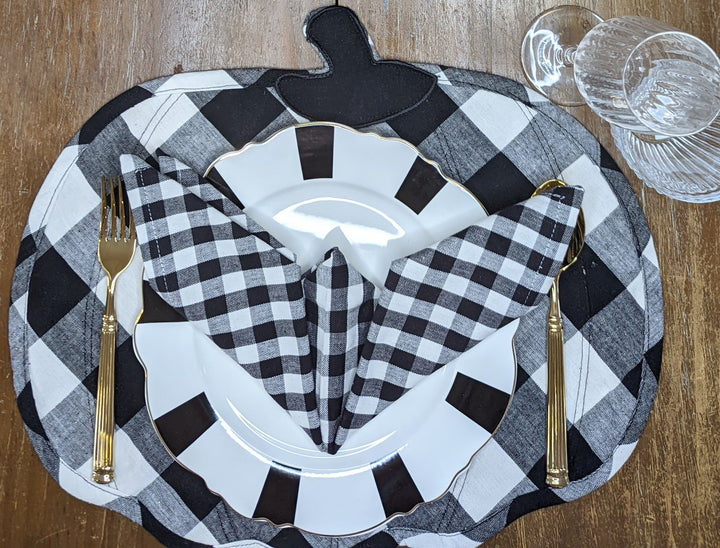 Black And Cream Pumpkin Placemat, Sold Individually-Placemats-LNH Edit