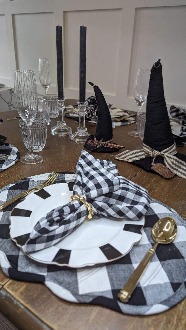 Black And Cream Pumpkin Placemat, Sold Individually-Placemats-LNH Edit