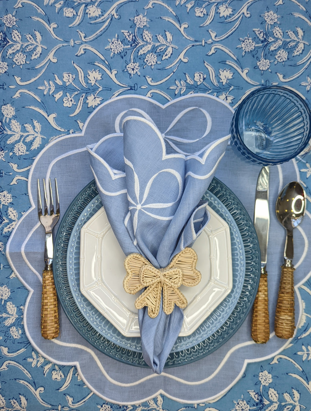 Allesa Blue Rectangular Tablecloth-Tablecloths-LNH Edit