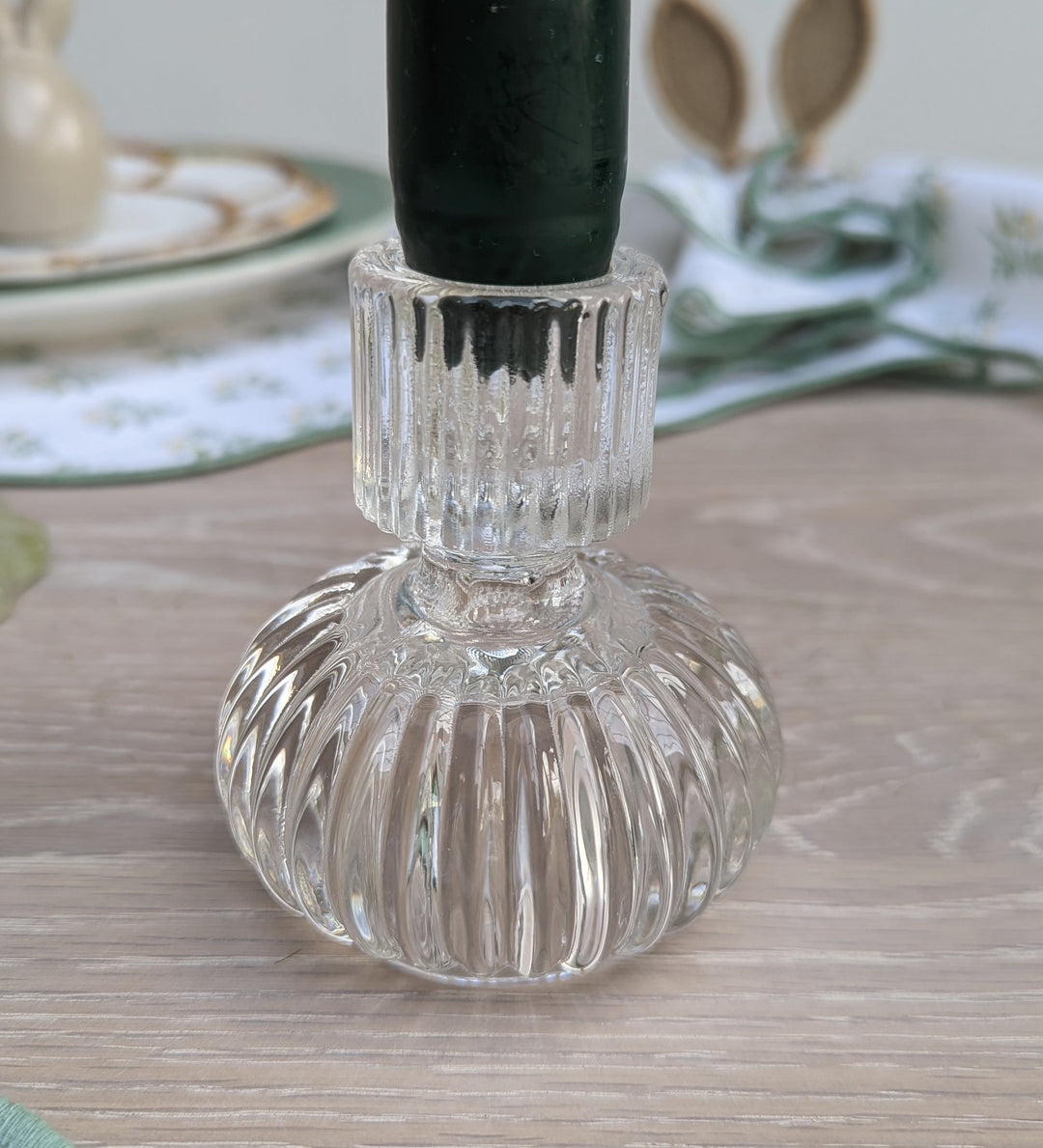 Round Clear Glass Candlestick-Candle Holders-LNH Edit