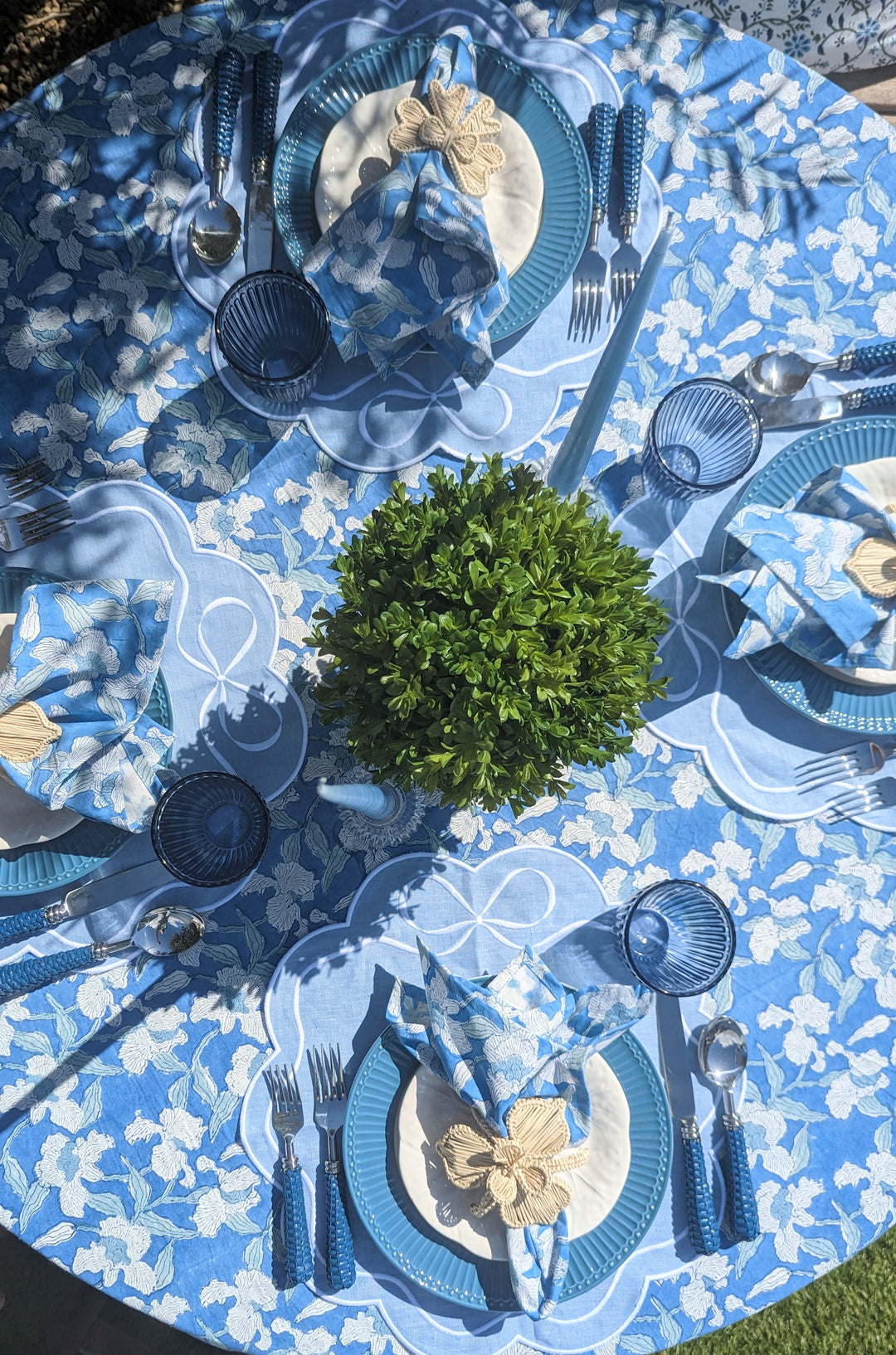 Orchid Blue Round Tablecloth-Tablecloths-LNH Edit