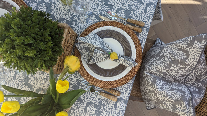 Coral Grey Napkin, Set of 4-Napkins-LNH Edit