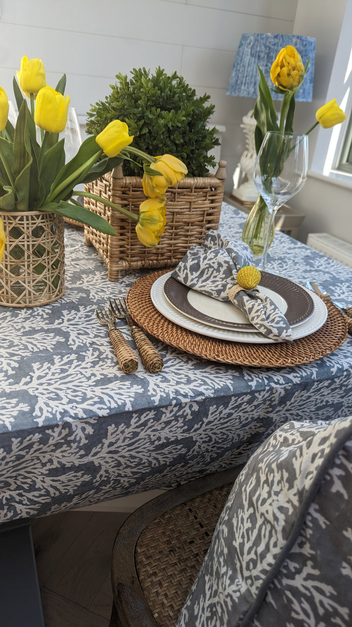 Coral Grey Napkin, Set of 4-Napkins-LNH Edit