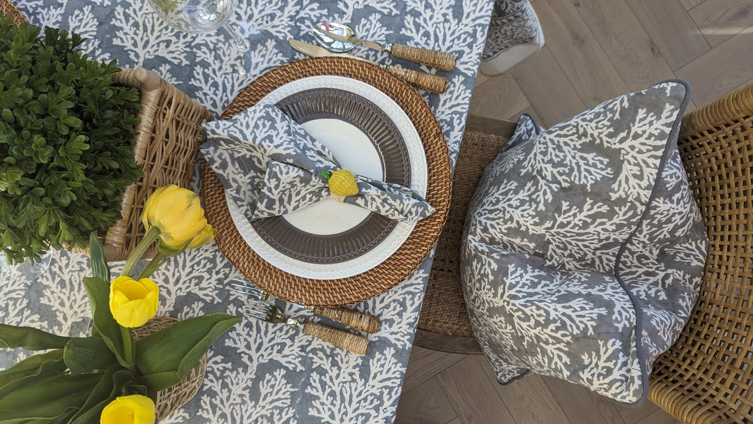 Coral Grey Napkin, Set of 4-Napkins-LNH Edit