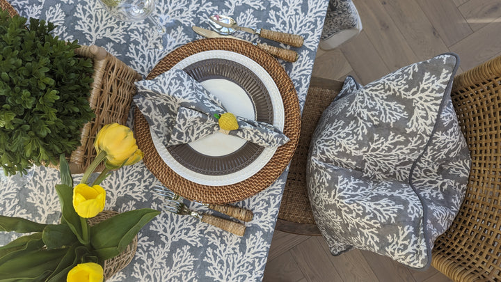 Coral Grey Napkin, Set of 4-Napkins-LNH Edit