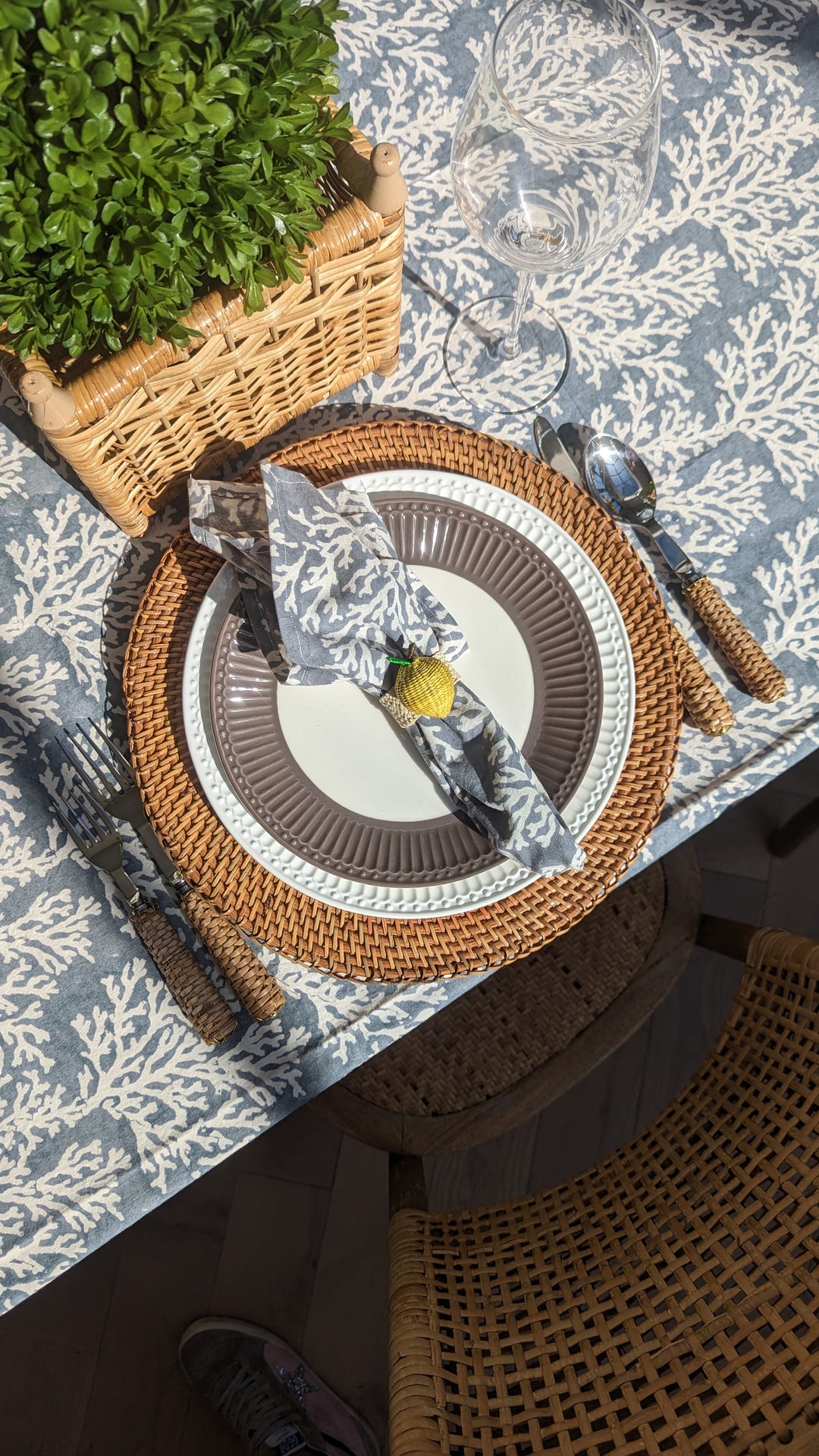 Coral Grey Napkin, Set of 4-Napkins-LNH Edit