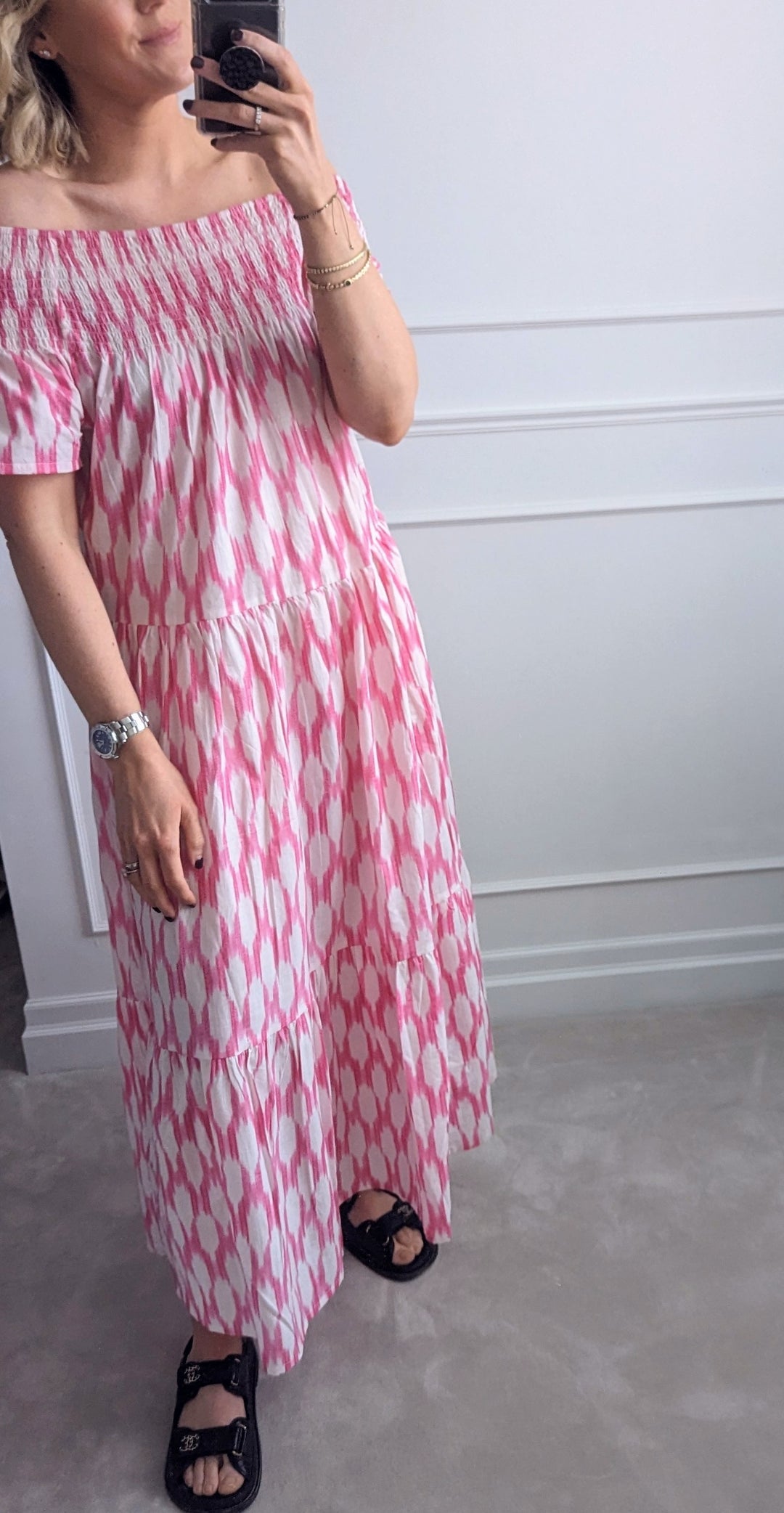 Amalfi Pink Smock Neckline Dress-Dresses-LNH Edit