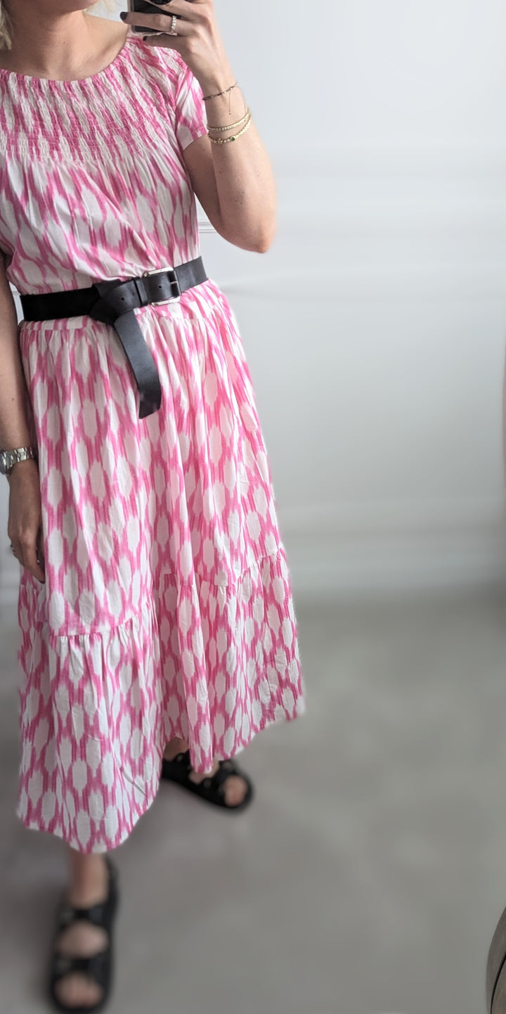 Amalfi Pink Smock Neckline Dress-Dresses-LNH Edit